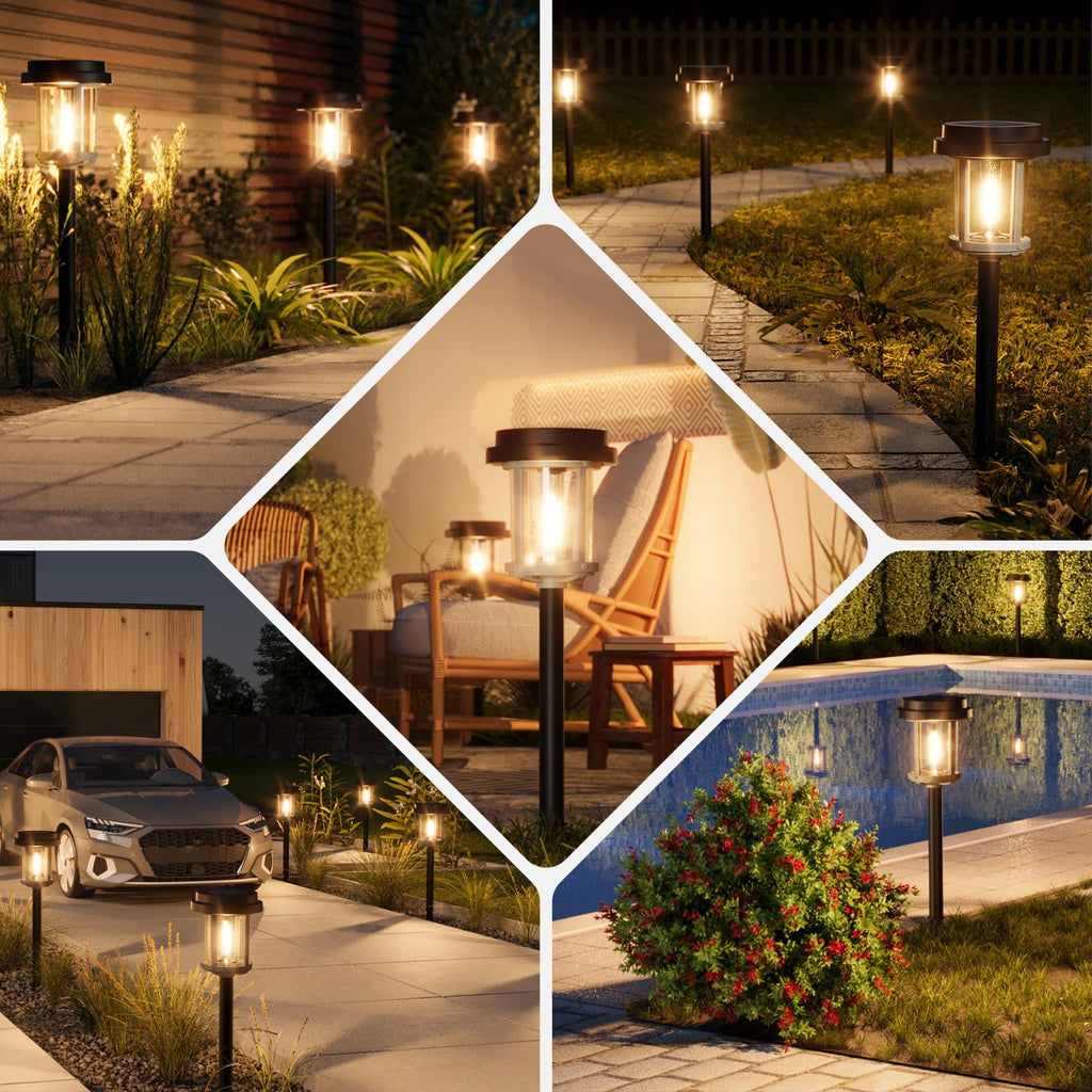 Solar Pathway Lights - 4 Pack Solar Path Lights for Garden Lights