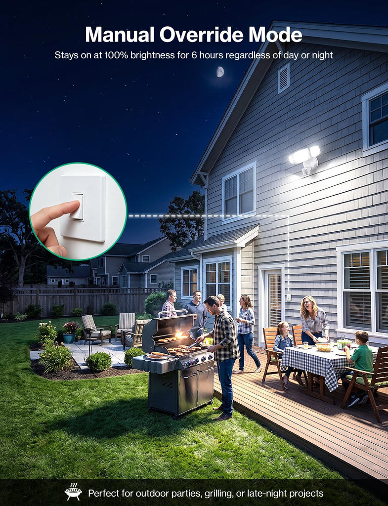 65W Motion Sensor Outdoor Lights, Hardwired LED Security Flood Light, White