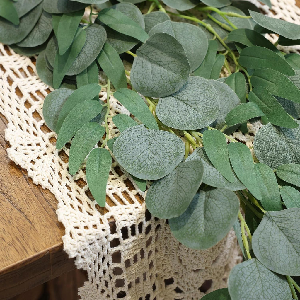 Strands Artificial Vines Eucalyptus Garland 79" Fake Vine with Silk Green Leaves Faux Hanging Plants Greenery - Set of 2