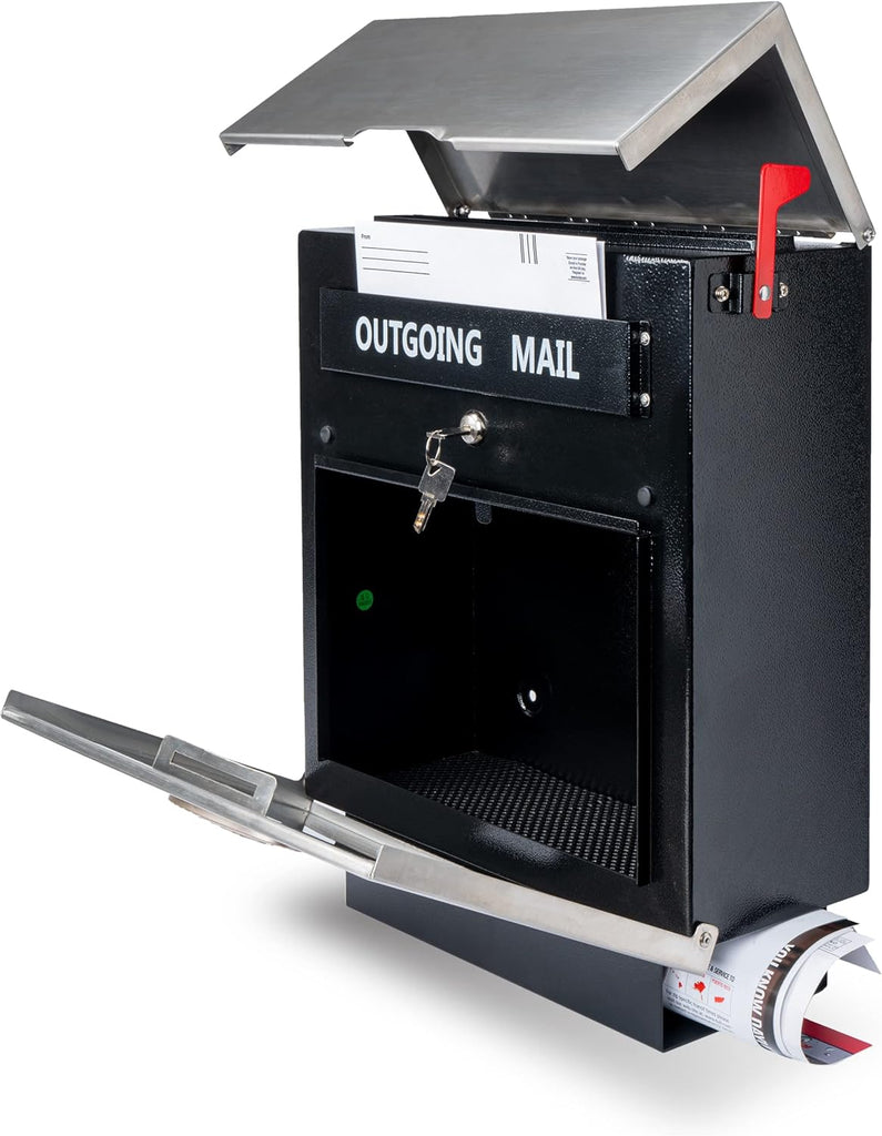 Stainless Steel Mailbox for Walls, Heavy Duty Wall Mounted Mailbox with Newspaper Holder