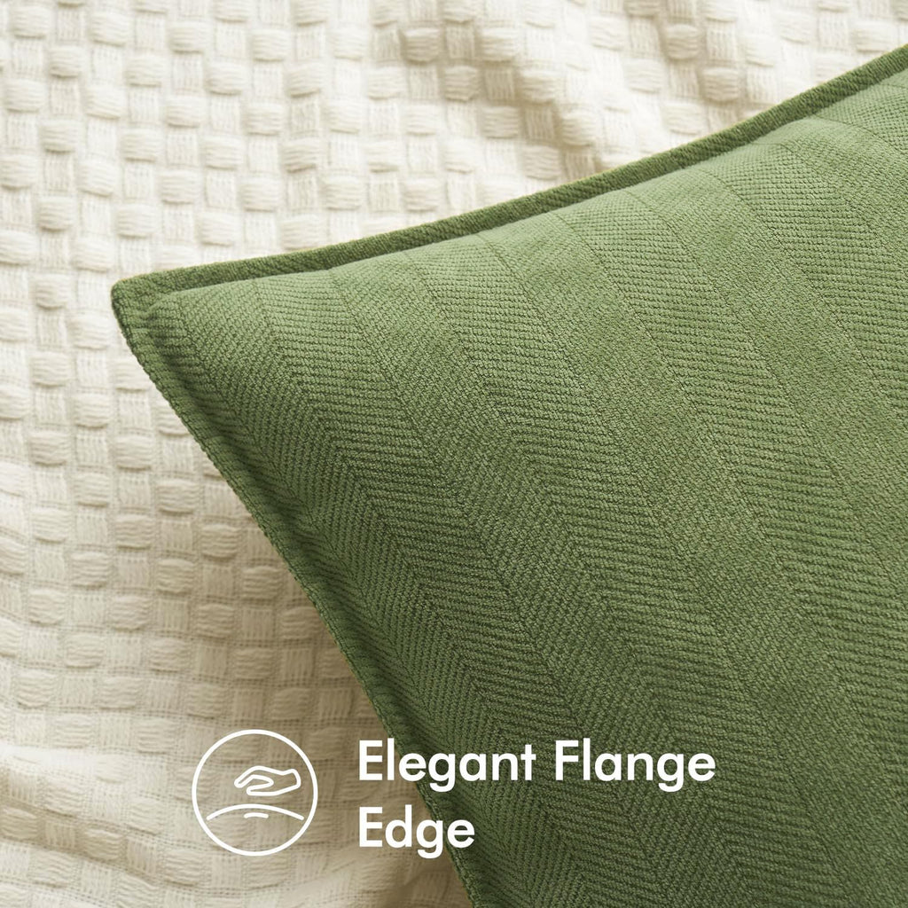 Pack of 2 Sage Decorative Chenille Pillow Covers 18x18 Inch