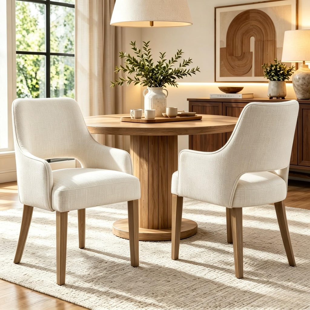 Linen Upholstered Set of 2 with Arms