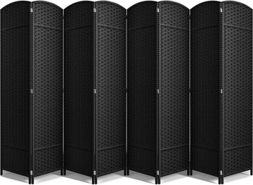 Foldable Room Divider, Mesh Privacy Screen (8 Panel, Black)