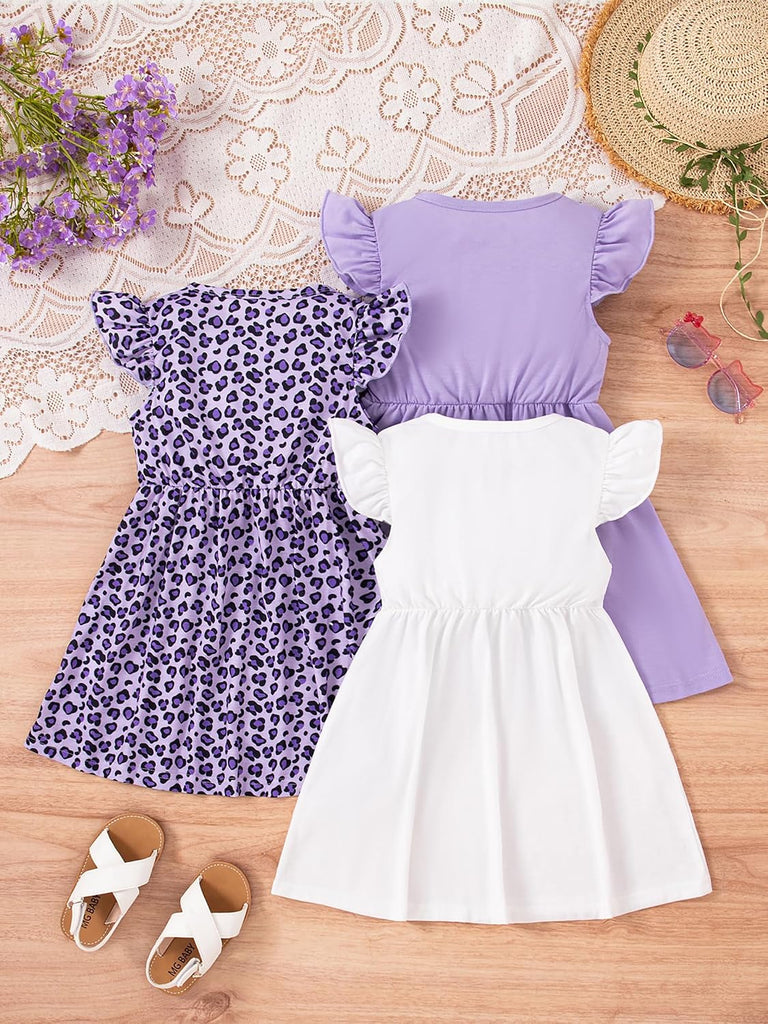Dresses Toddler Girls Dress Pack Casual Party Print Skater A-line Dress Sundress