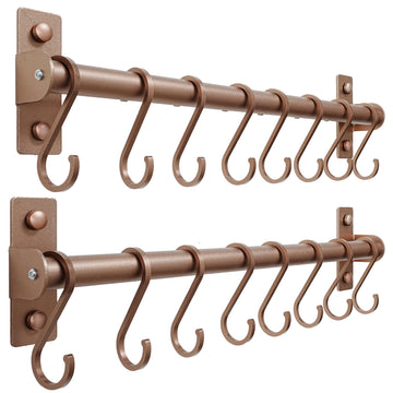 Kitchen Utensil Holder Hanger, Pot and Pan Rack Wall Mounted, Kitchen Rail with 8 Hooks for Hanging Cooking Utensils