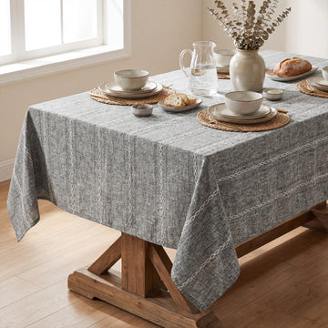 Grey Square Tablecloth, 60×60 Inch, Farmhouse Decor