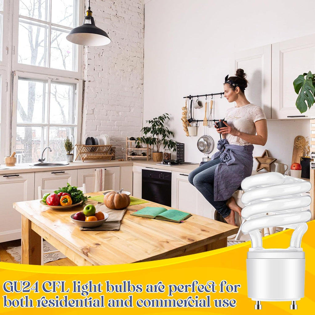 2 Pcs 13W 120v 60Hz Gu24 CFL 2 Prong LED Light Bulb 2700k T3 Spiral