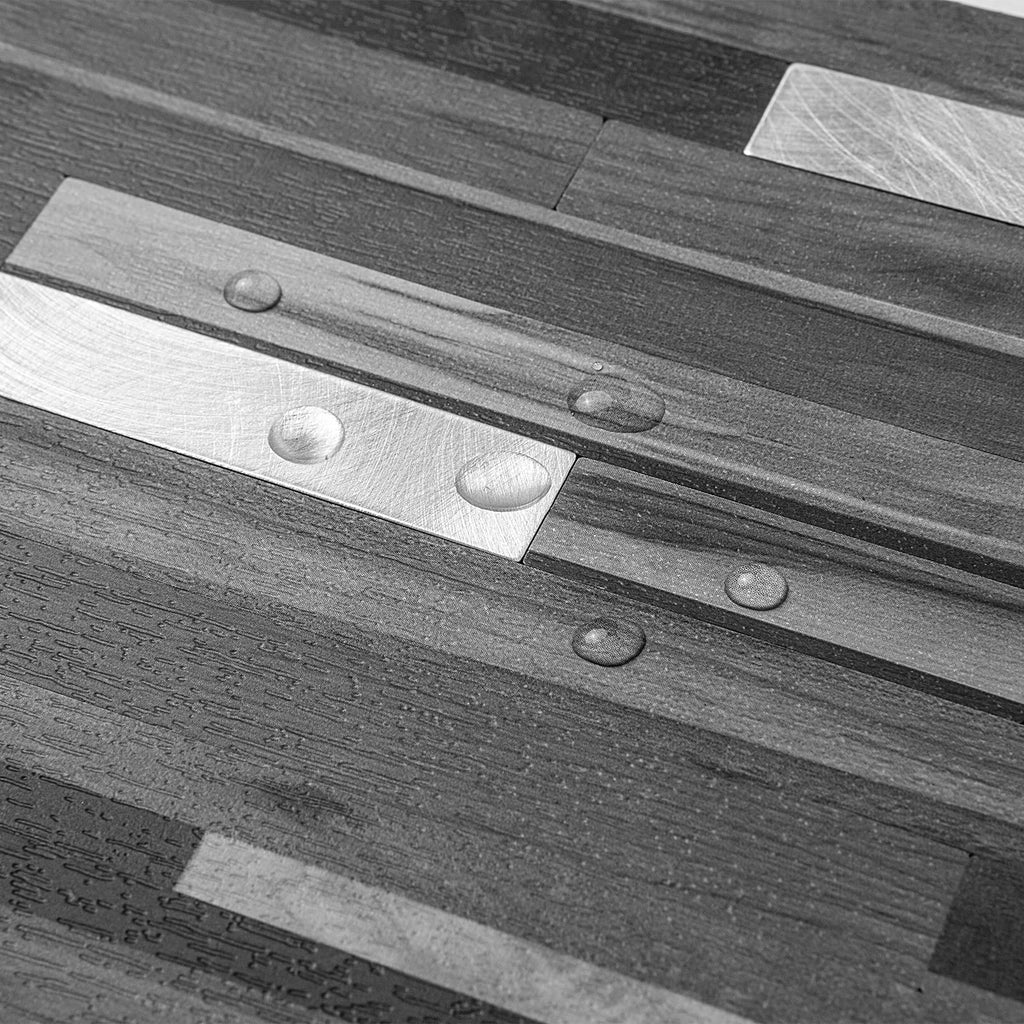 20 Sheets Peel and Stick Backsplash, Black & Grey Wood Look PVC Mixed Metal Stick on Backsplash Tiles