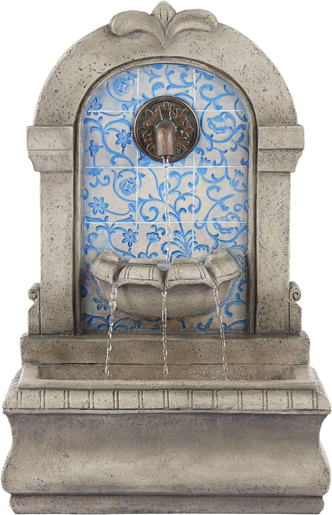 Manhasset 30 1/4" High Large Italian Outdoor Decor Blue Faux Stone Floor Fountain Standing Waterfall Tiered Cascading