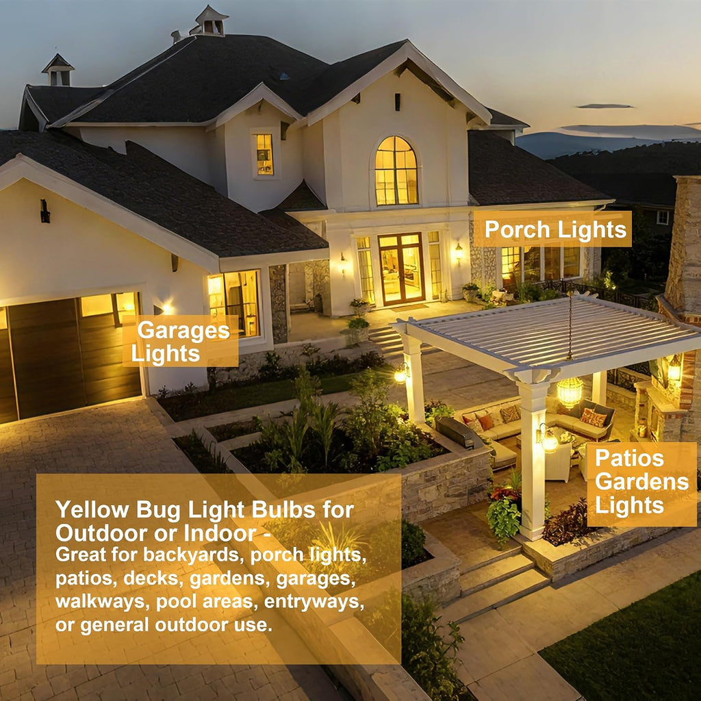 A15 LED Yellow Light Bulbs 40W Equivalent Outdoor, Yellow Bug Porch Lights for Outside Indoor, Sleep Light Bulbs