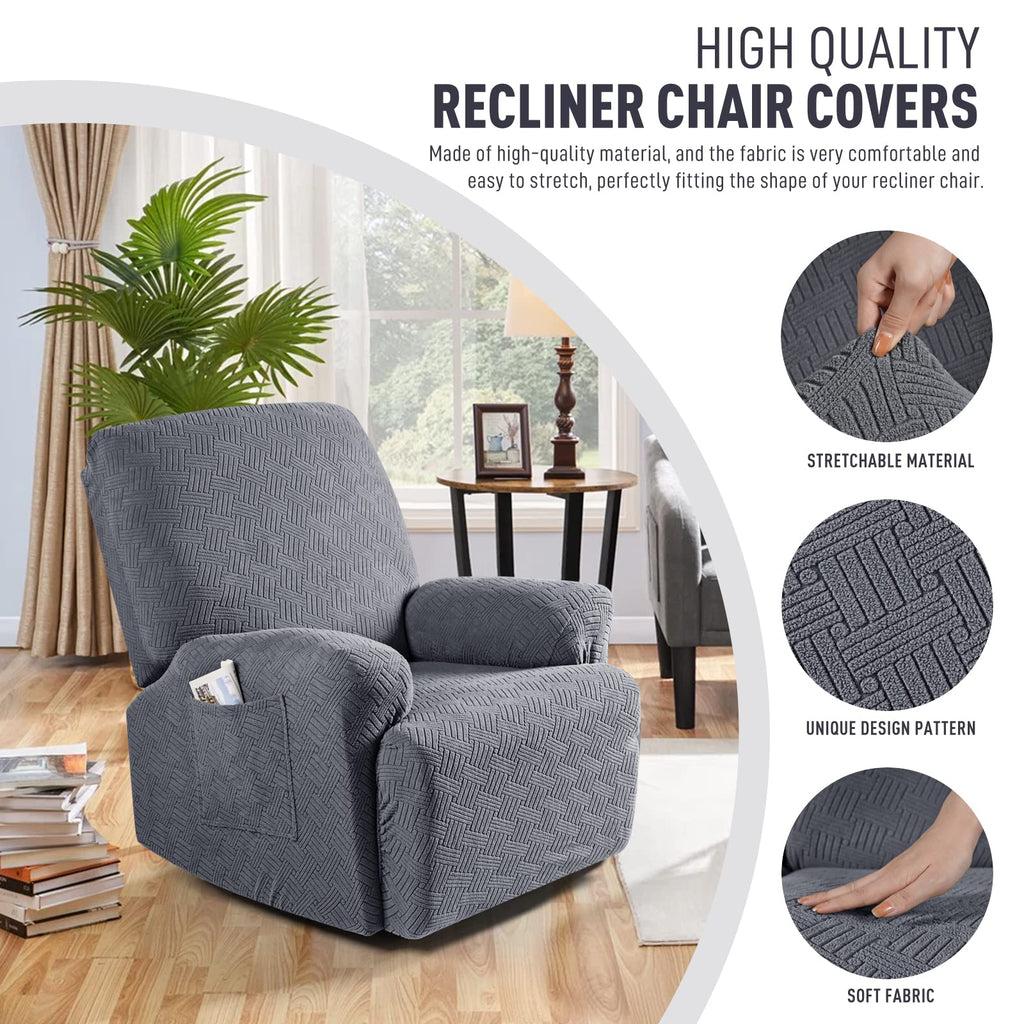 Recliner Chair Covers, Stretch Reclining Cover, Dark Gray