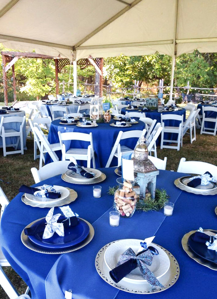 10 Packs 90 Inch Royal Blue Round Polyester Tablecloths