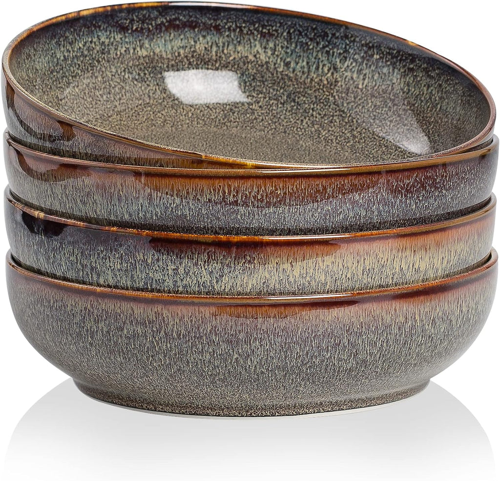 30oz Ceramic bowls set of 4-8" serving bowls ,Pasta,Salad-Dishwasher & Microwave Safe Perfect warming, Thanksgiving