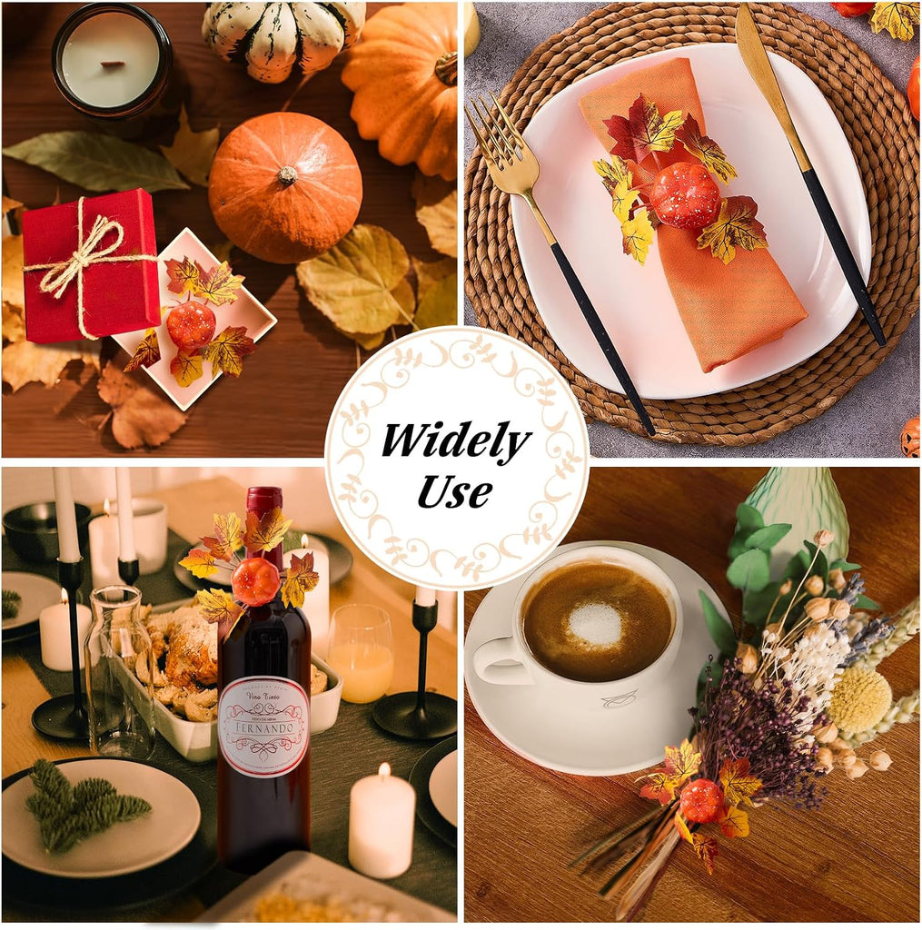 Fall Thanksgiving Decorations, Fall Cloth Napkins & Napkin Rings - Set of 16