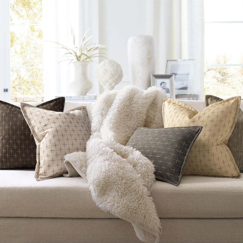 12x20 Pillow Covers Set of 2 Soft Polyester Textured Pillow Covers with Stylish Flange Edge Cozy Farmhouse Throw