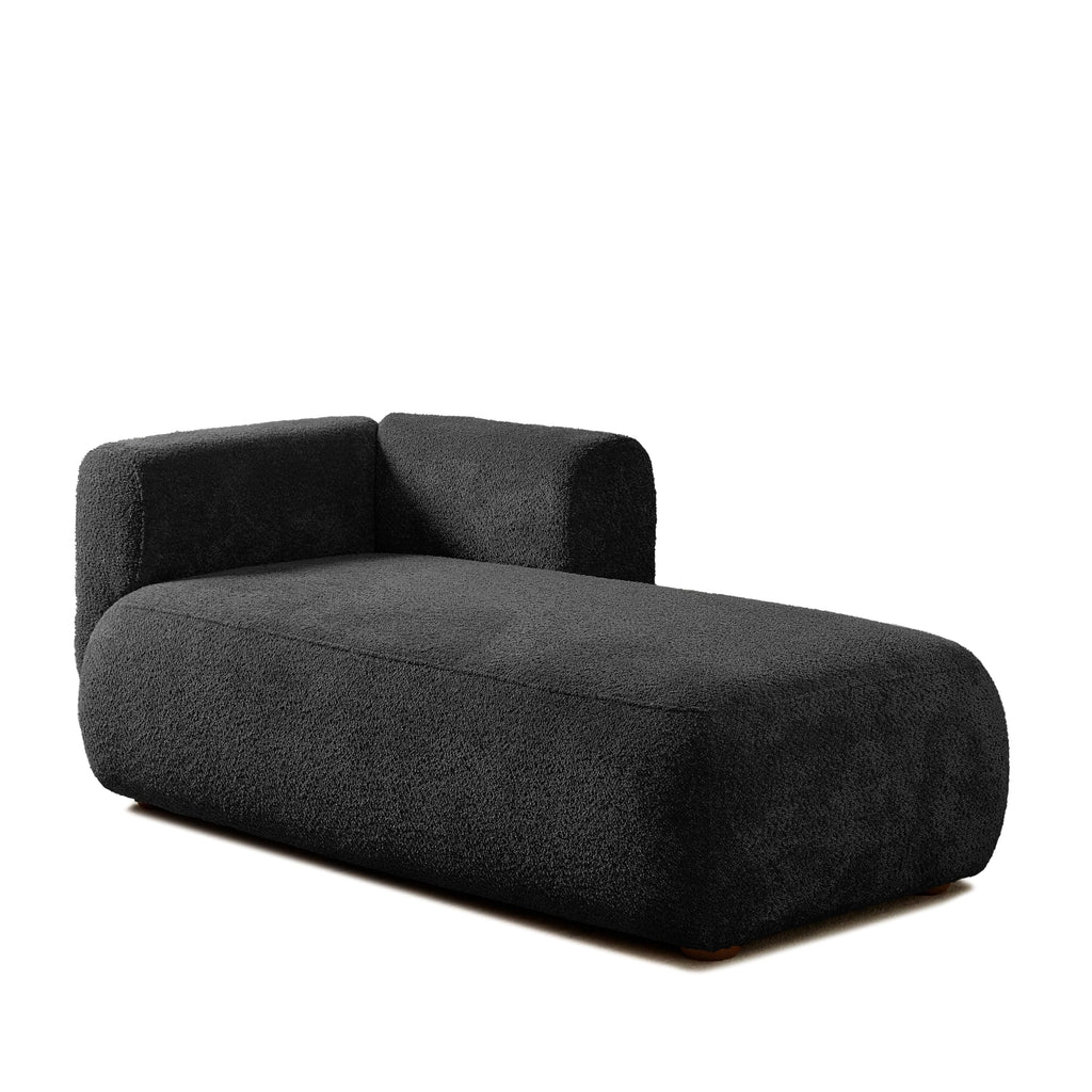 Boucle Upholstered Right Facing Chaise Lounge Indoor Bedroom, Comfy Single Chaise Lounge Modern Leisure Recliner