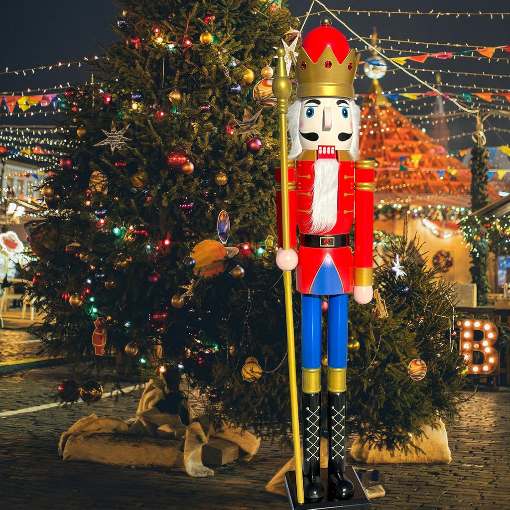 5 Feet Tall Life Size Large Christmas Wooden Nutcracker King Red and White BK8