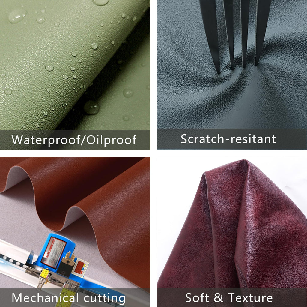 Faux Leather Sheets Rough Texture Surface One Yard Leather Fabric for DIY Crafting Thick Durable Synthetic