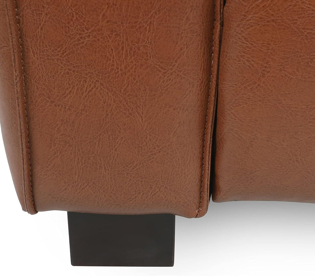 Goyette Club Chair - Faux Leather - Cognac Brown/Dark Walnut