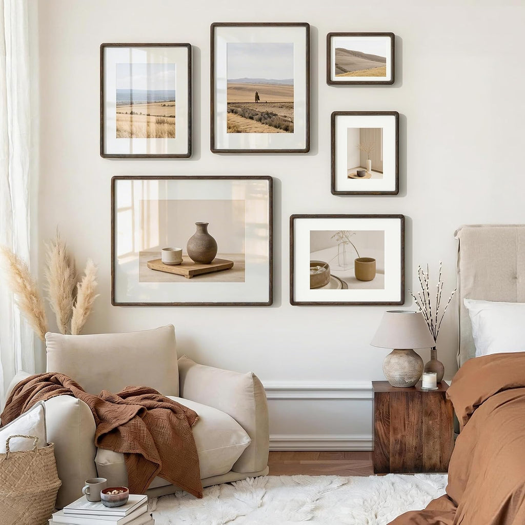11x14 Picture Frame, Natural Solid Wenge Wood Photo Collage Frame with HD Tempered Glass, Rounded Corner Wooden Frame