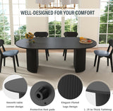 41 in-78 in Extendable Dining Room Table for 4-8, Round Expandable Kitchen Table with Fluted Base, Modern Oval Dinner