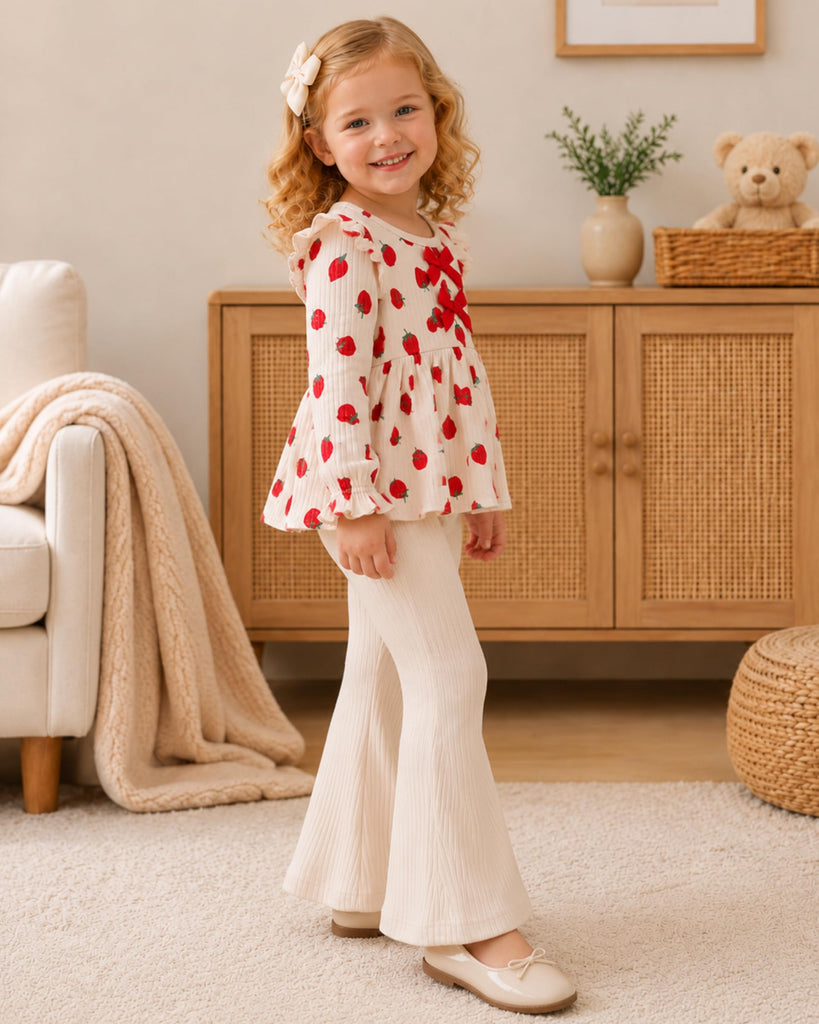 Baby Girl Clothes Strawberry Shirt Flared Pants Outfits