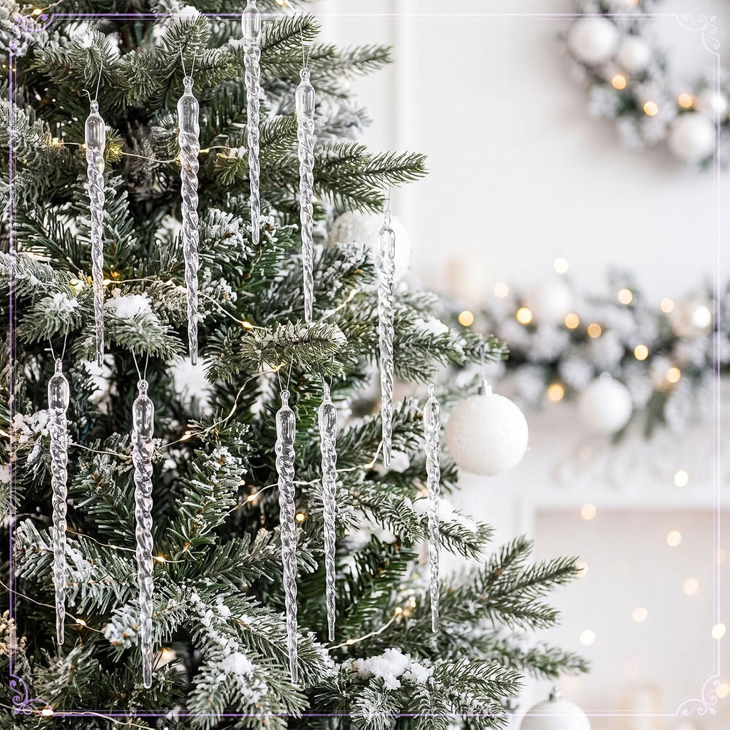Large Crystal Icicles Ornaments Decor - Set of 24