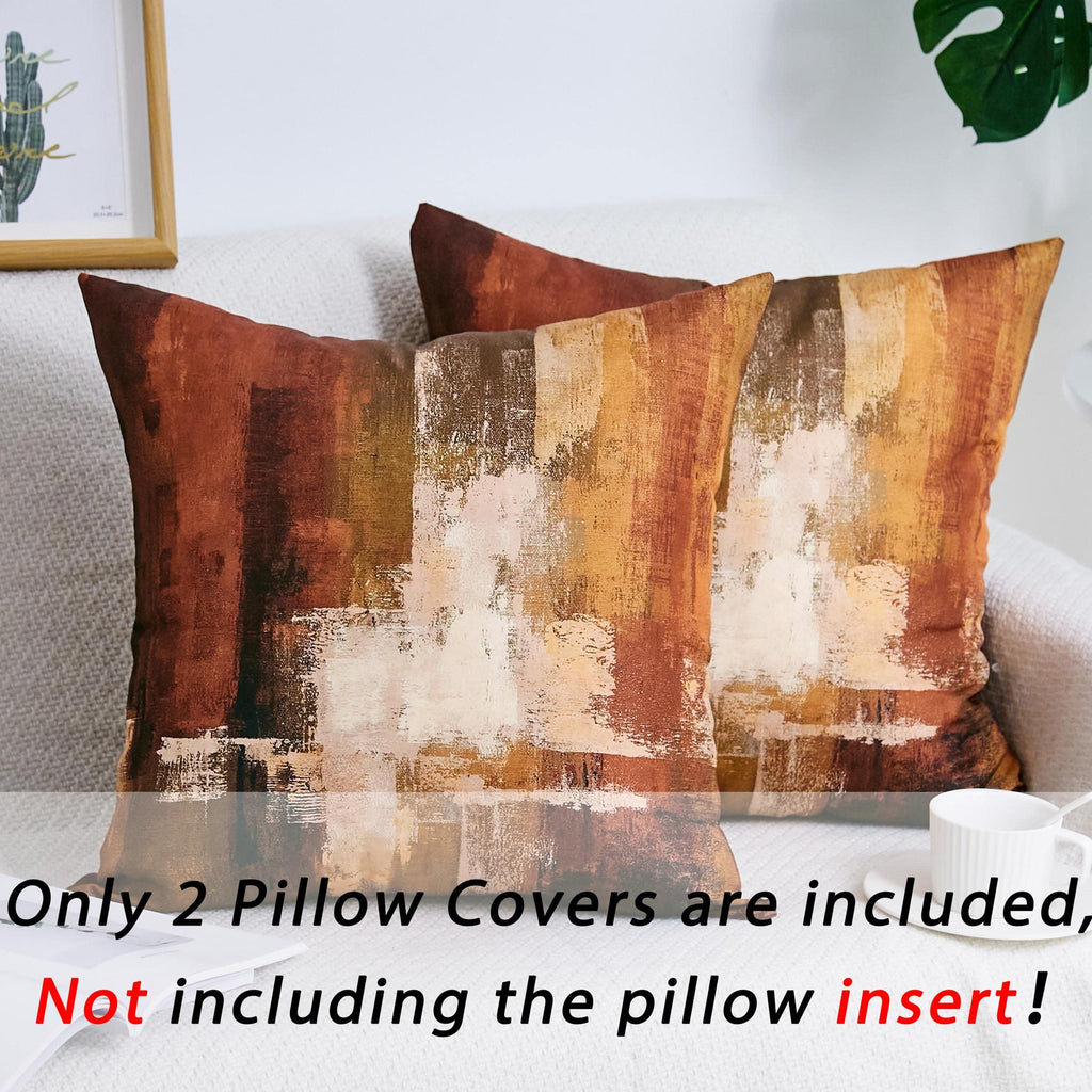 Burnt Orange Abstract Pillow Covers 18x18, Set of 2