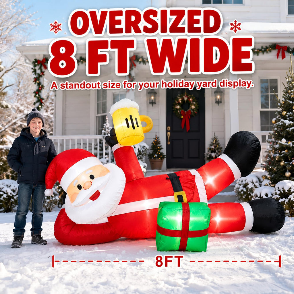 Christmas Inflatable Outdoor Decorations, Christmas Blow up Yard Decorations, 8FT Santa Christmas Inflatables with