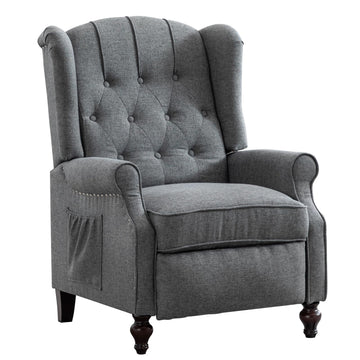 Wingback Recliner Chair with Massage and Heat, Push Back Recliner Accent Chair, Modern Tufted Reclining Lounge Single