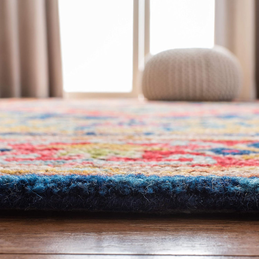 Aspen Area Rug - 10' x 14', Red & Blue, Handmade Boho Wool