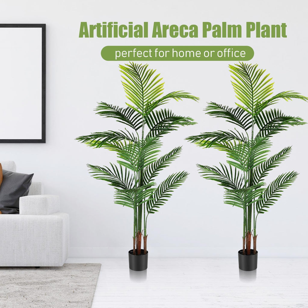 2 Pack Artificial Palm Trees 5Ft, Fake Plants Fake Trees Artificial Areca Palm Plants for Outdoor Indoor Faux Palm