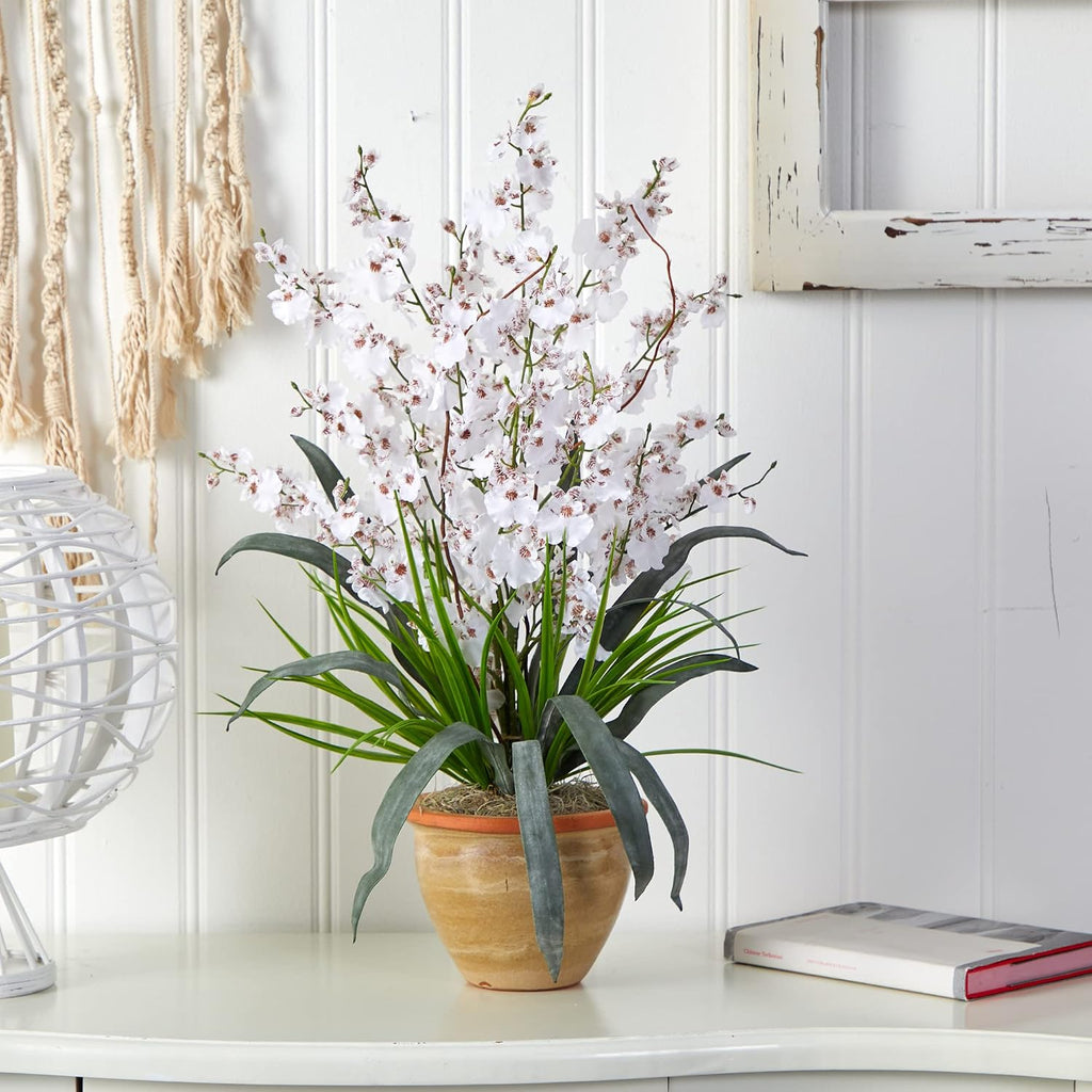 Dancing Lady Silk Orchid Arrangement White 29" x 10.25" x 10.25"