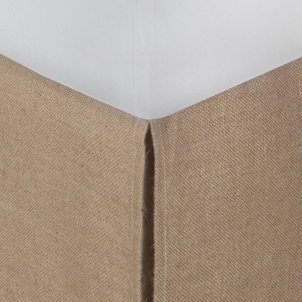 BM307049 15 in. Kuma Polyester Burlap Drop King Size Bed Skirt with Spilt Corners Brown