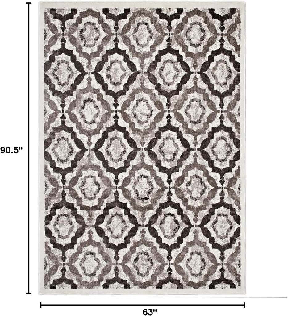 Kalinda Rustic Vintage Moroccan Trellis Area Rug in Brown, Beige and Ivory