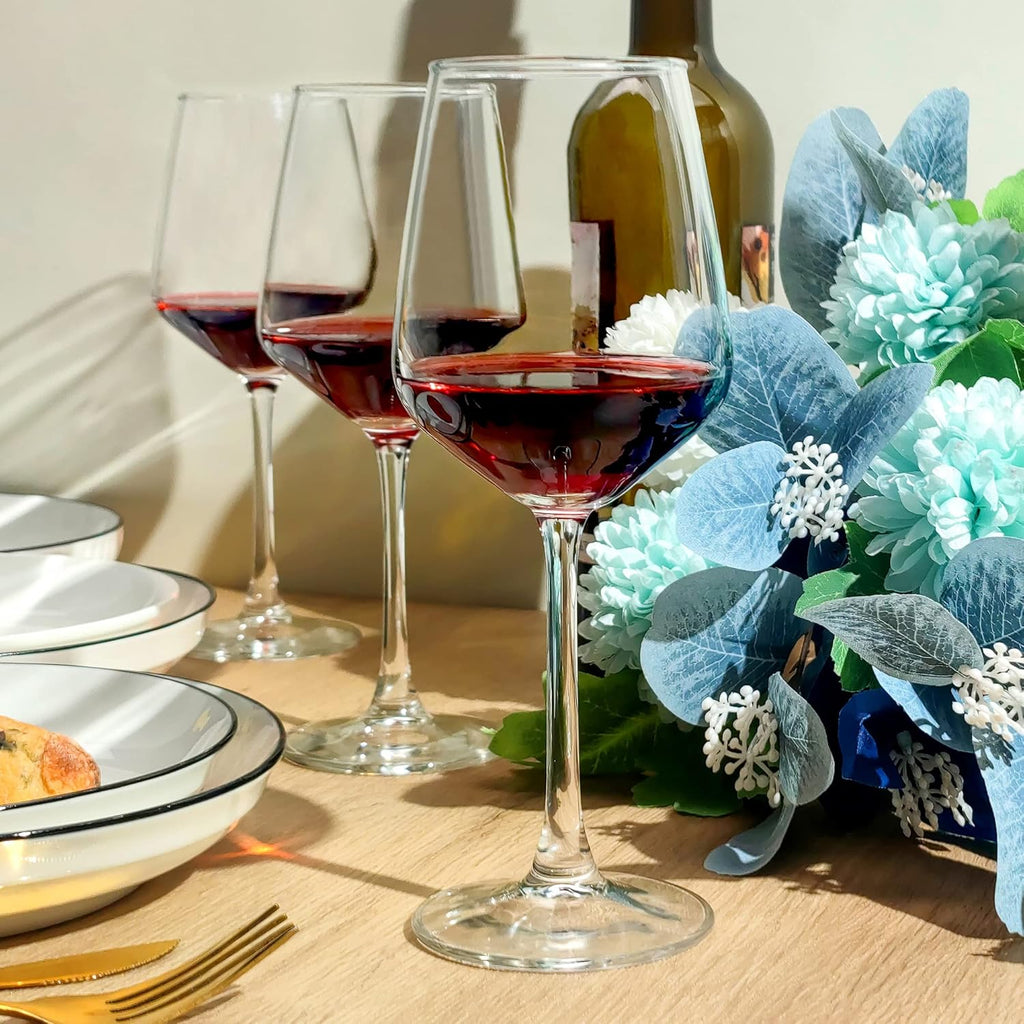 Wine Glasses Set of 8, 12oz Clear Red/White, Long Stem Wine Glasses and Home
