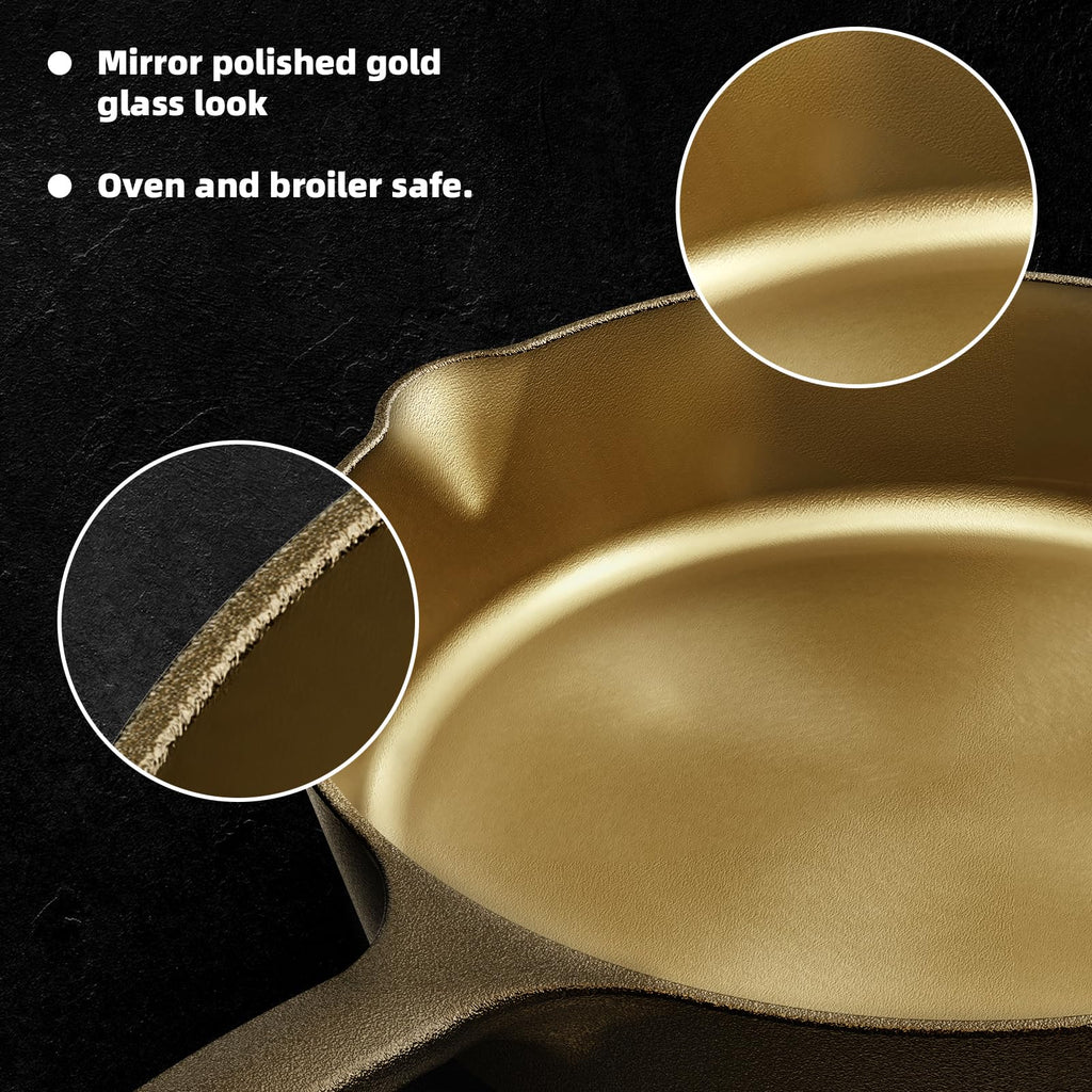 Seasoned Modern Heirloom Mirror Polished Cast Iron Skillet Pan 12" (2.7" Wall Height/3.7 L)