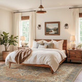 9x12 Washable Area Rugs Terracotta with Vintage Orient Design, Soft Rug