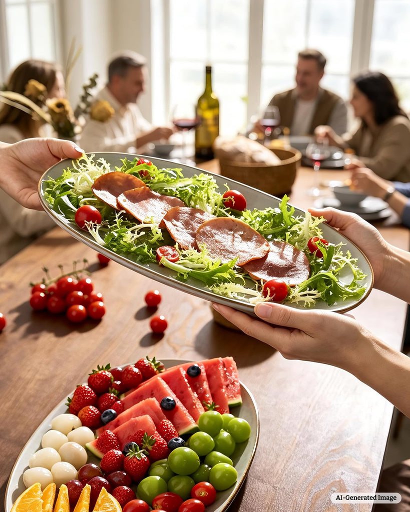 Serving Platters Set of 3 Sizes - Oval, Grey