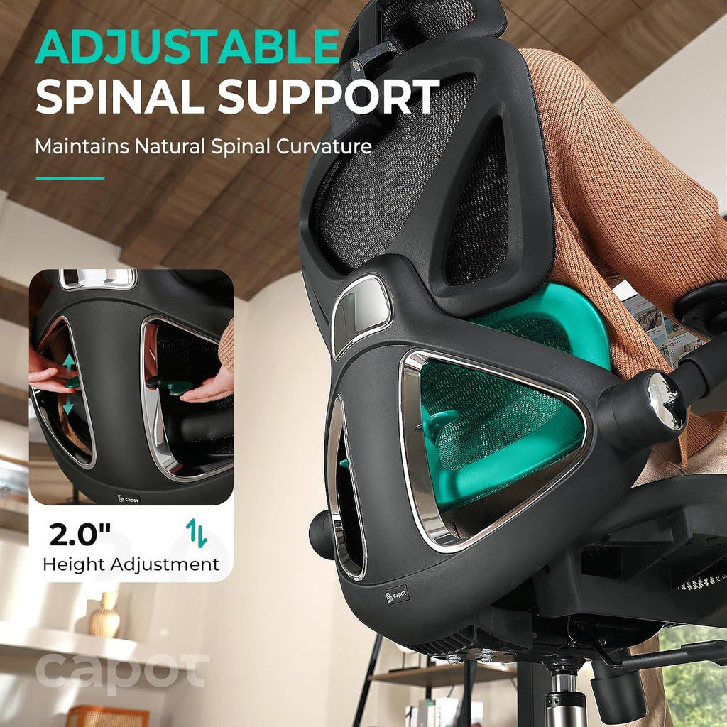 Ergonomic Office Chair 400lbs Mesh Seat, High Back Adjustable Lumbar, 90/110/125°Backrest Lock, Flip-up Armrests, 3D