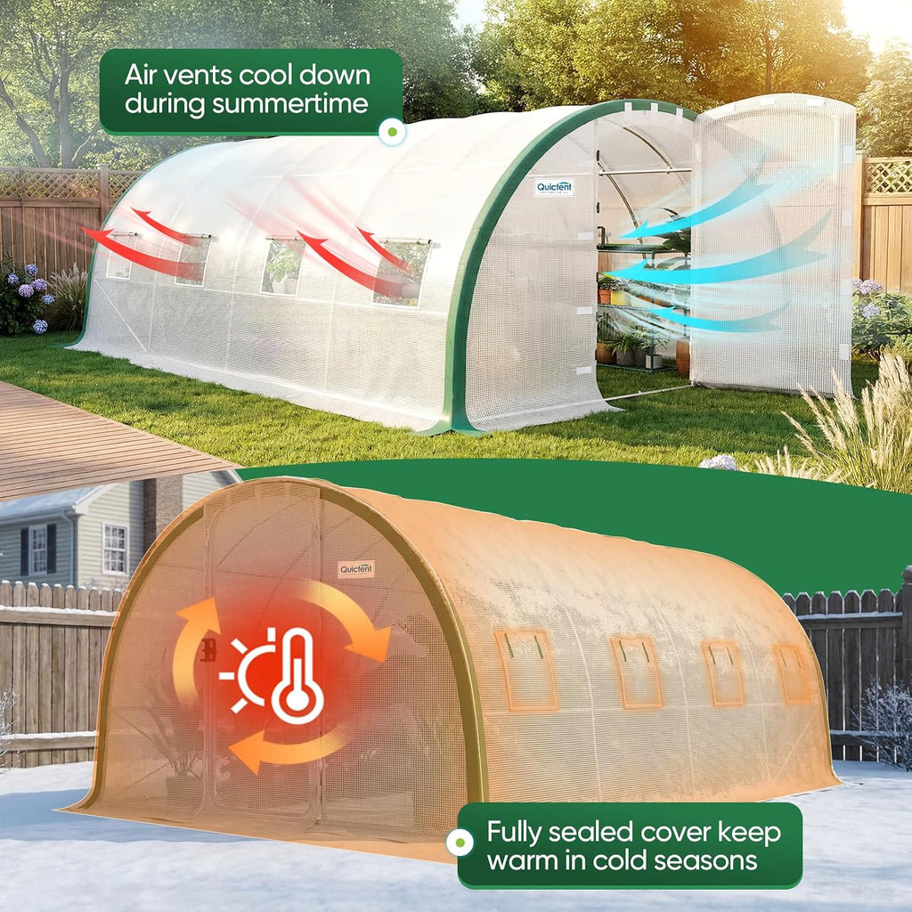 20x10x6.6 FT Premium Greenhouse for Outdoors with 2 Door Frames | Reinforced Top Structure & Cover, Large Heavy Duty