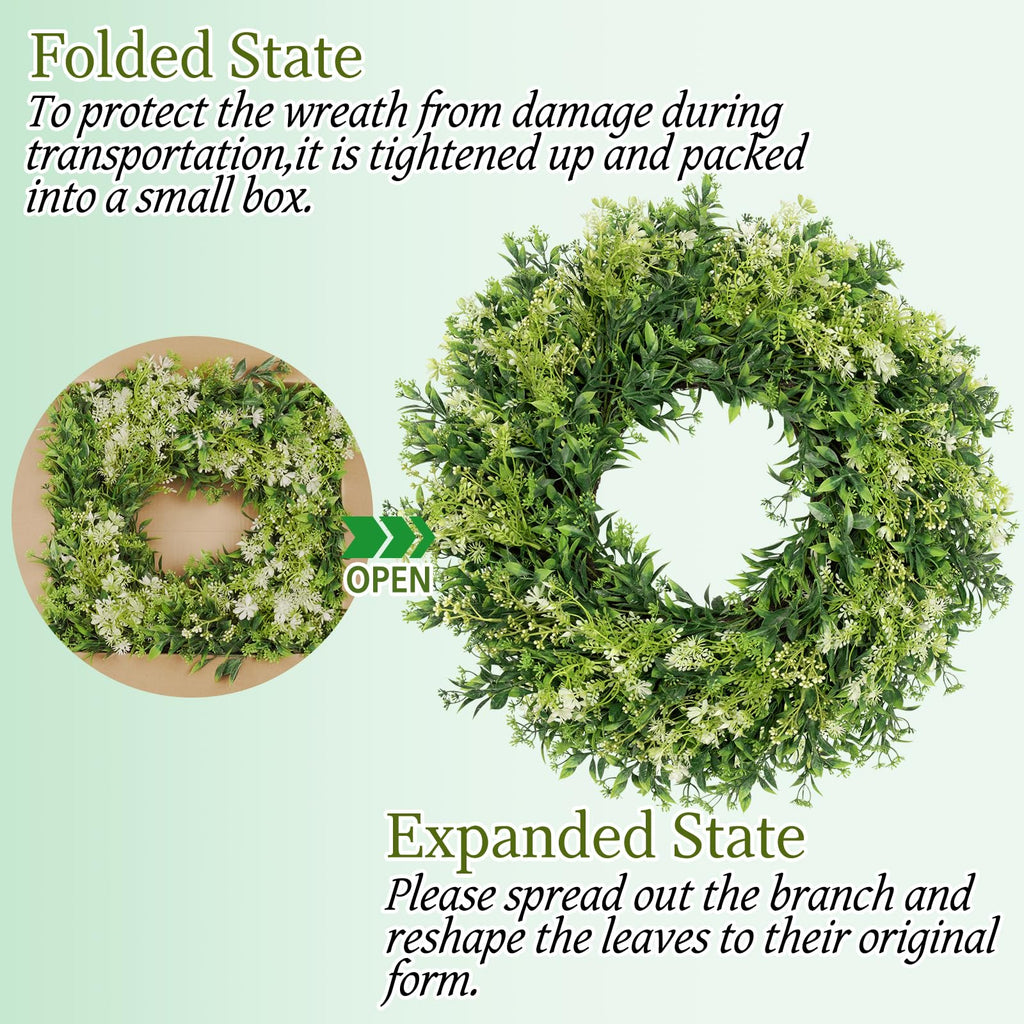 28 Inch Large Eucalyptus Wreaths for Front Door Artificial Green Leaves Greenery Indoor Outdoor Wreath Home Decor