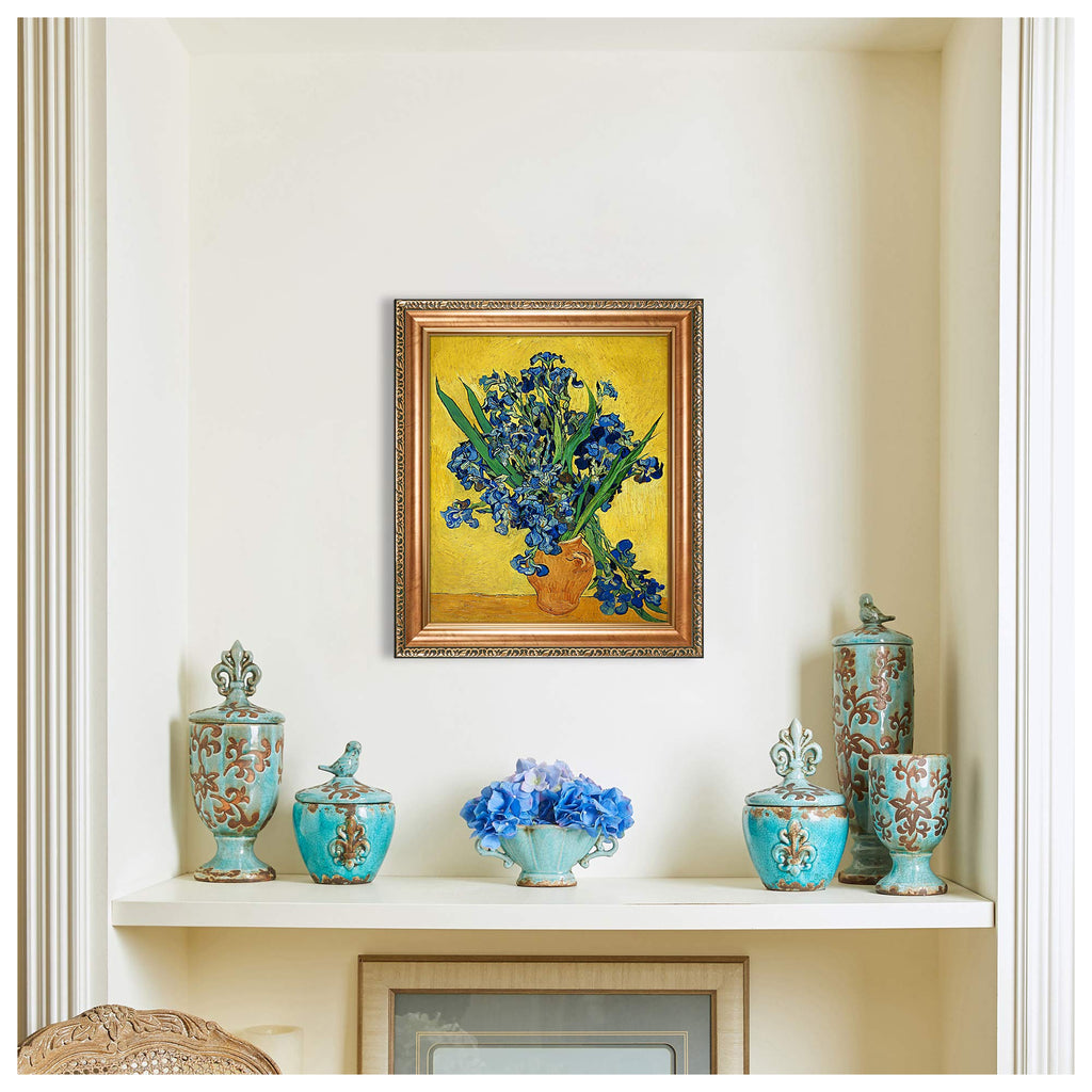 Irises Vase Flower by Vincent Van Gogh.Framed Size:24.5x20.5 inches, Image Size:20x16 inches World Classic