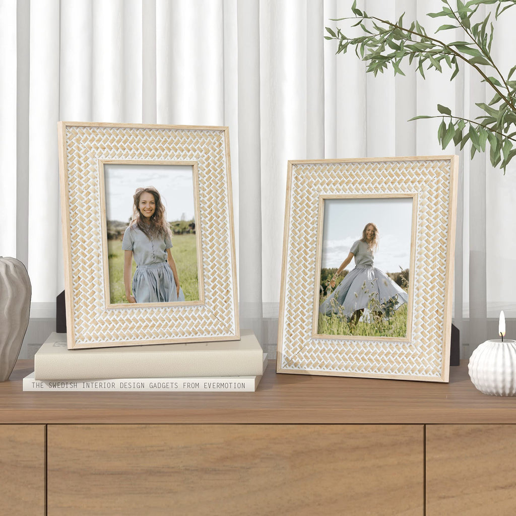 Boho 5x7 Picture Frame Rattan Photo Frame Set of 2