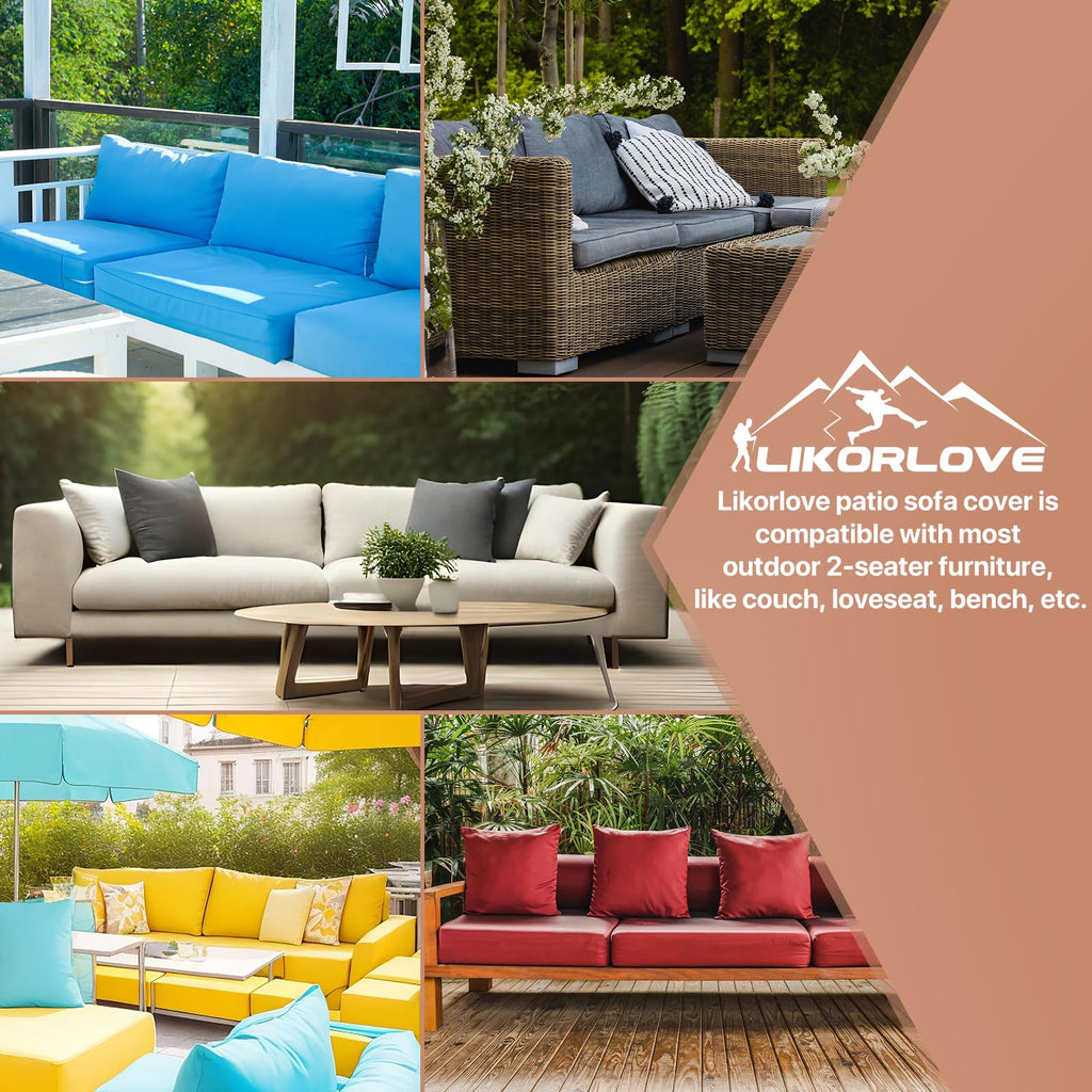 Outdoor Couch Cover Waterproof, 78" Wx 33" Dx 32" H Patio Furniture Covers Waterproof, Windproof 2-Seater Sofa Cover