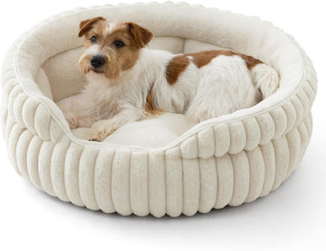 ComfyFleece Washable Cute Small Medium Dog Bed, Round Pet Bed