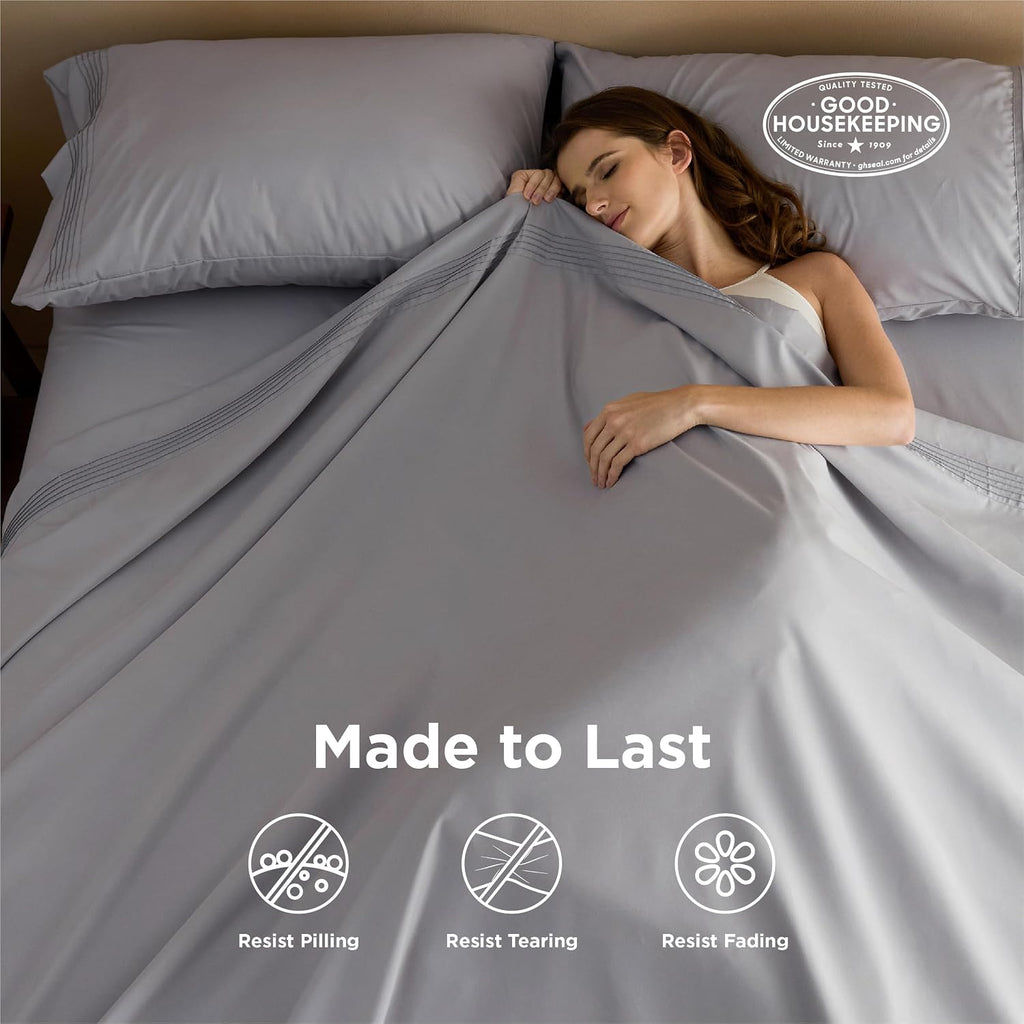 Deep Pocket King Sheet Set - Fits Mattresses Up to 21 Inches Thick - 4 Piece GentleSoft Bed Sheets, Moisture Wicking
