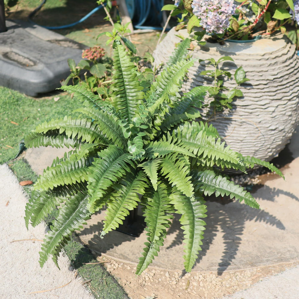 Artificial Ferns for Outdoors, 2 Pcs 34" Fake Ferns w/ Eucalyptus Centered