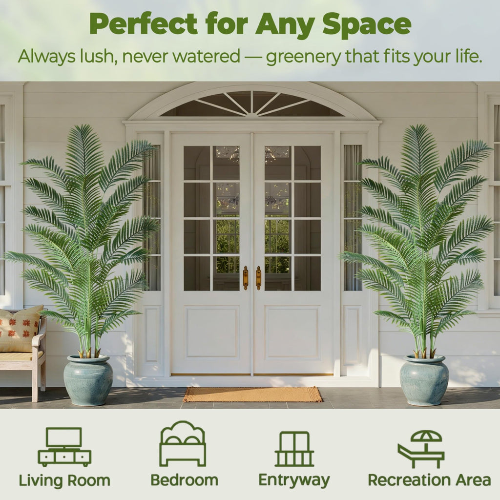 7FT Artificial Palm Trees 2 Pack, Faux Lifelike Tropical Cane Palm