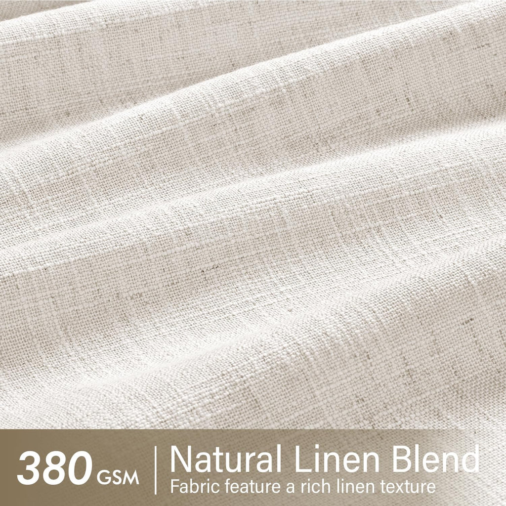 Pinch Pleated Thick Linen Curtains 90 Inches Long 2 Panels for Living Room Bedroom, Memory Trained Pinch Pleat Drapes